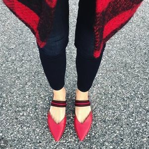 Red pointed flats WORN ONCE!